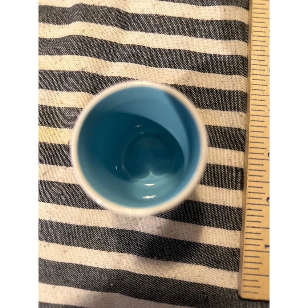 Minnesota Souvenir Shot Glass Ceramic Wildlife Moose Bear Fish Blue Interior